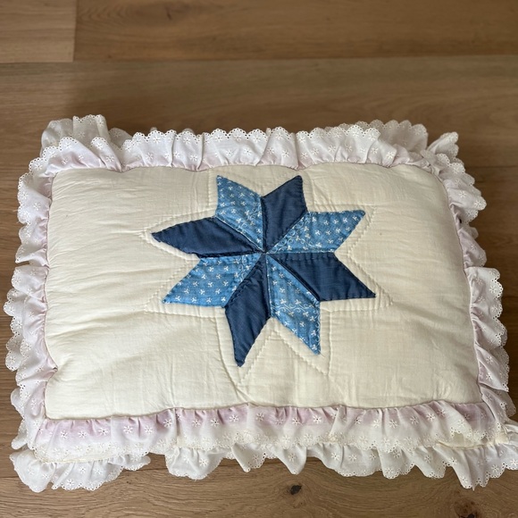 Cute Handmade Ruffled Quilt Pillow - Picture 1 of 9